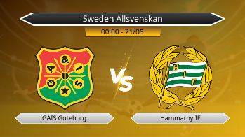 Sweden Allsvenskan - GAIS Goteborg vs Hammarby IF